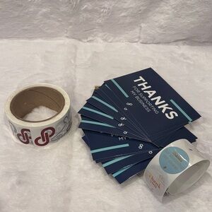 Poshmark Shipping Bundle. Thank You Post Cards and Stickers with Tape Set